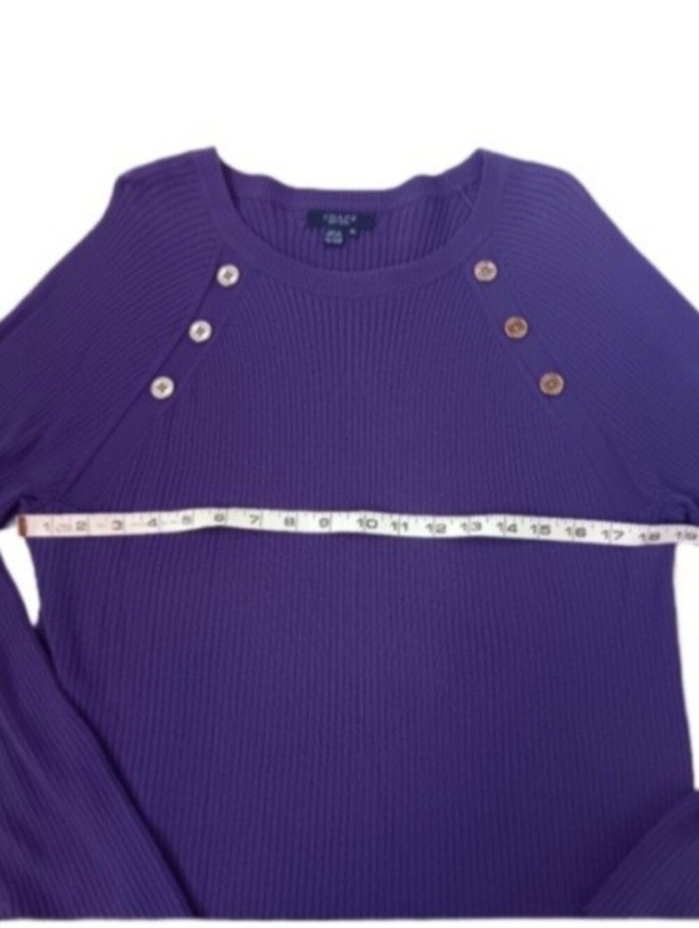 CHAPS Purple Ribbed Sweater with Buttons | EUC - Picture 5 of 9